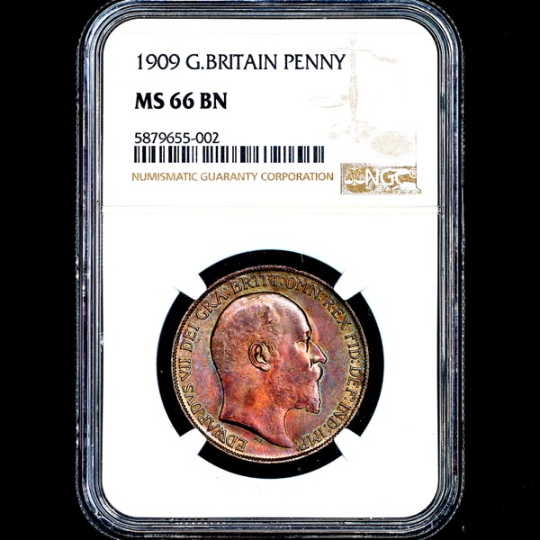 1909 Edward VII Penny Brilliant uncirculated. NGC - MS66 BN