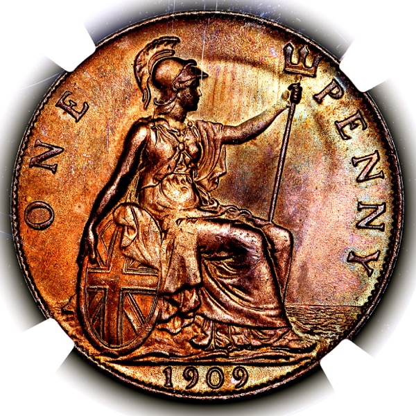 1909 Edward VII Penny Brilliant uncirculated. NGC - MS66 BN