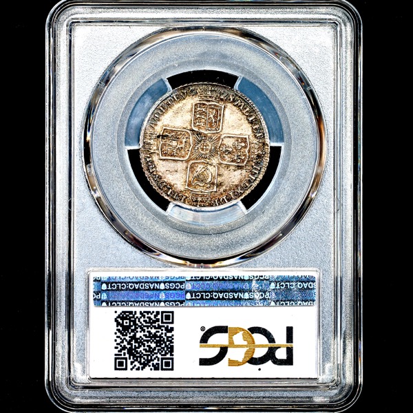 1728 George II Shilling Uncirculated. PCGS - MS63