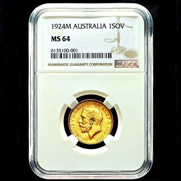 1924 George V Sovereign Choice uncirculated. PCGS - MS64