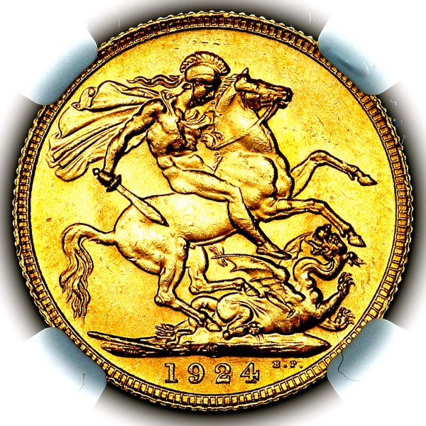 1924 George V Sovereign Choice uncirculated. PCGS - MS64