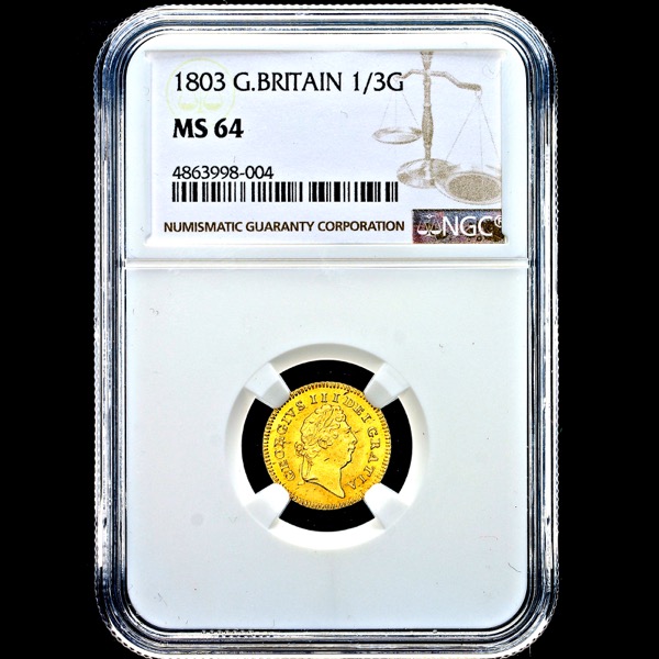 1803 George III Third Guinea Choice Uncirculated. NGC - MS64