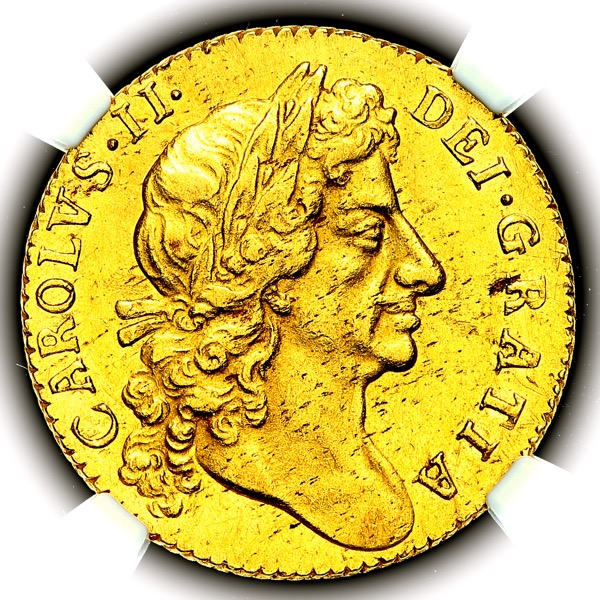 1676 Charles II Guinea NGC - MS60