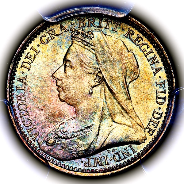 1893 Victoria Old Head Threepence PCGS - Mint State 67