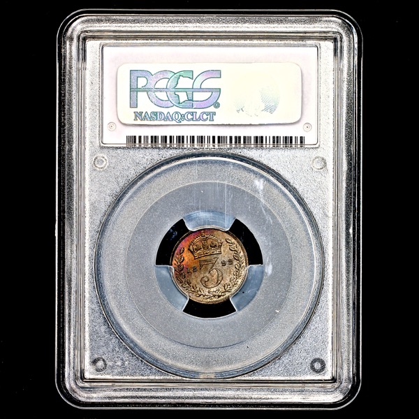 1893 Victoria Old Head Threepence PCGS - Mint State 67