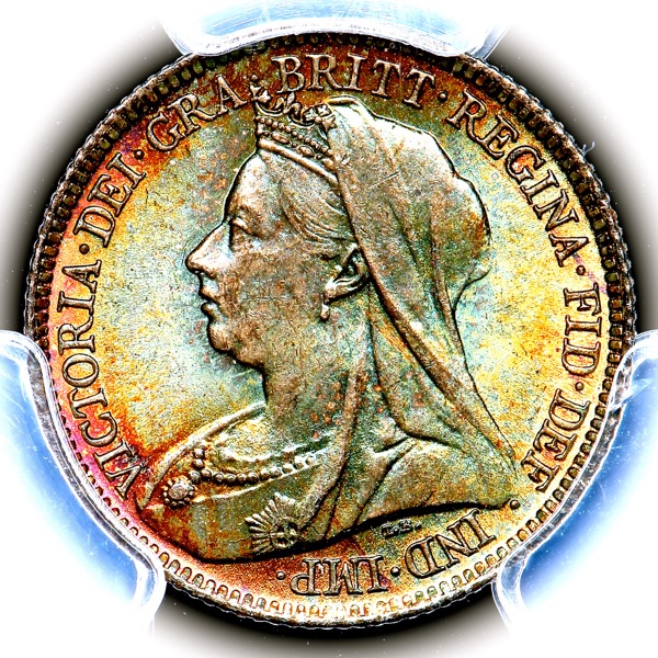 1900 Victoria Old Head Sixpence Practically FDC. PCGS - Mint State 67