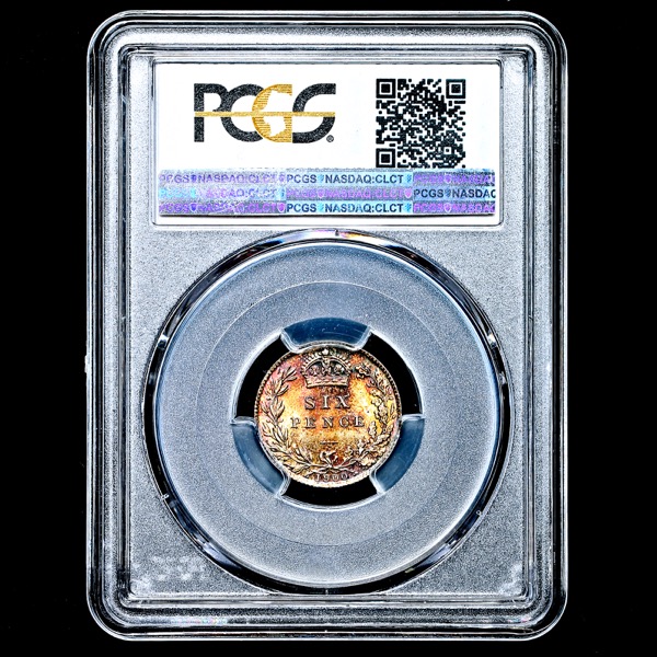1900 Victoria Old Head Sixpence Practically FDC. PCGS - Mint State 67