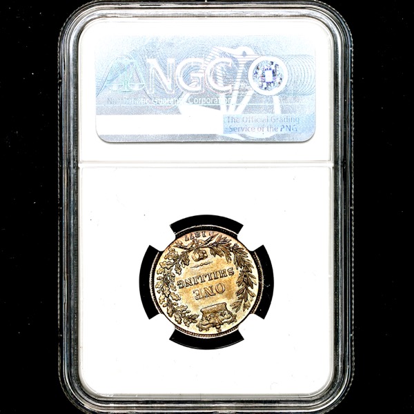1877 Victoria Shilling Brilliant Uncirculated. NGC - MS66