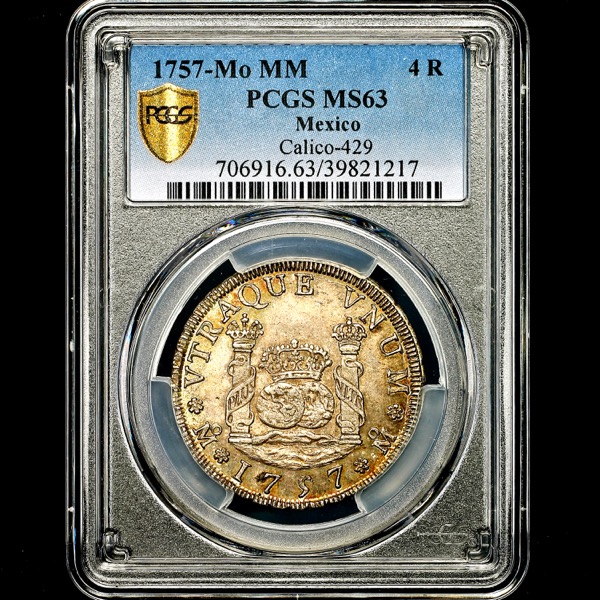 1757 Ferdinand VI Mexico 4 Reales Uncirculated. PCGS - MS63