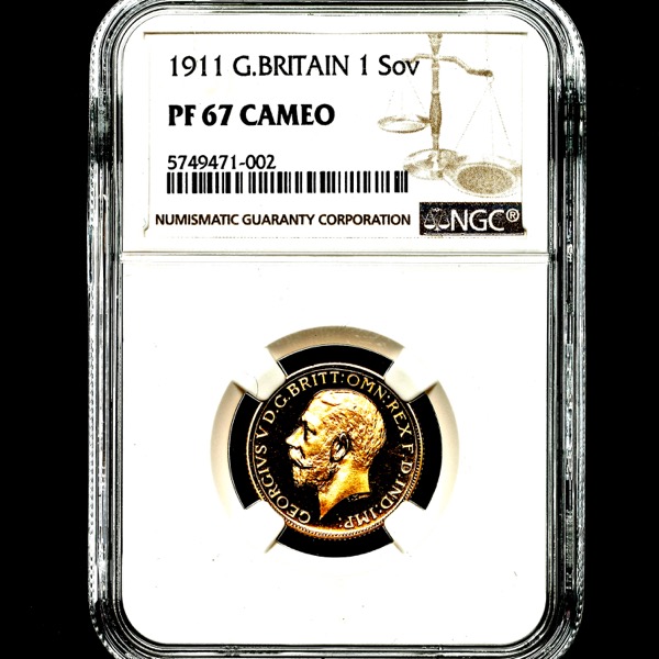 1911 George V Proof Sovereign FDC grade. NGC - PF67 CAMEO