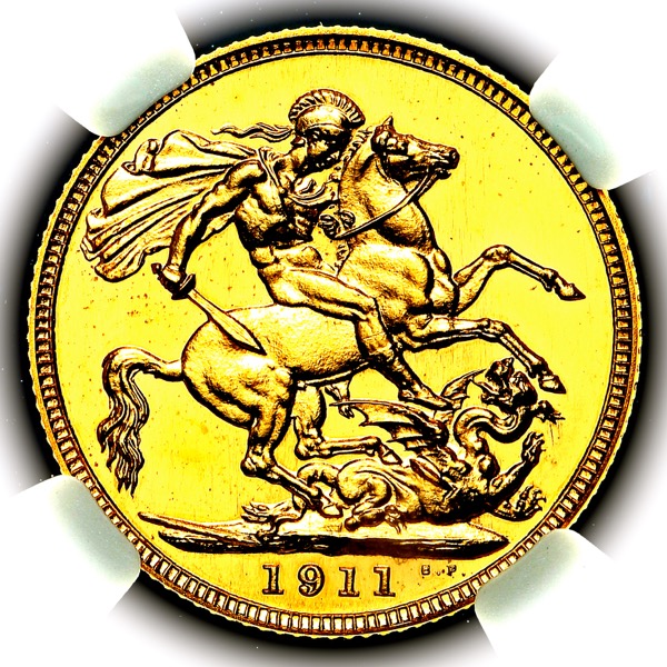 1911 George V Sovereign FDC grade. NGC - PF67 * CAMEO