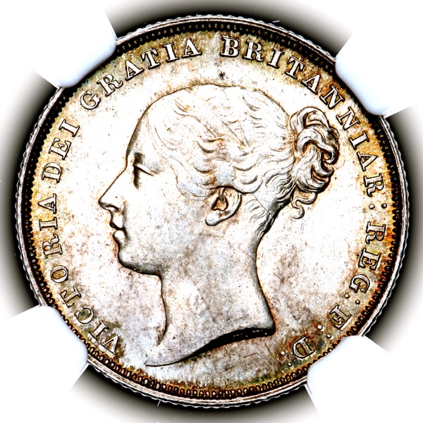 1839 Victoria Shilling Brilliant Uncirculated. NGC - MS65+