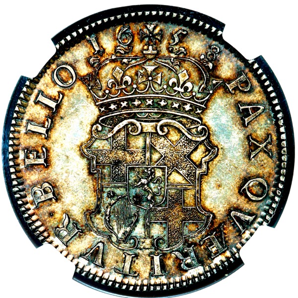 1658/7 Oliver Cromwell Crown Choice Uncirculated . NGC - MS64+