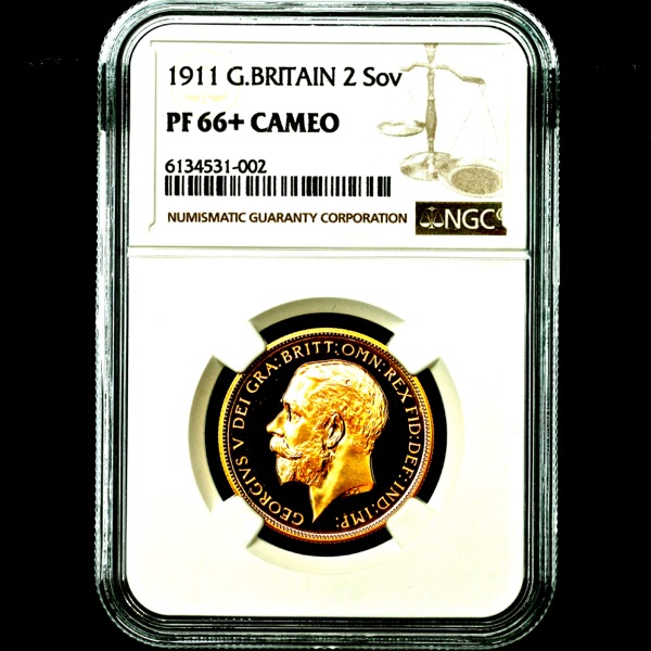 1911 George V Proof Two Pounds FDC grade. NGC - PF66+ CAMEO