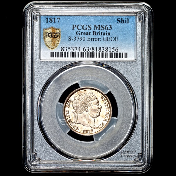 1817 George III Shilling Uncirculated grade. PCGS - MS63