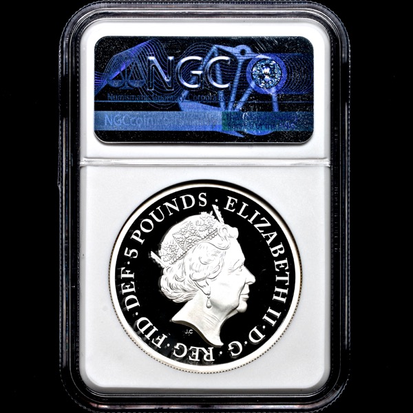 2019 Elizabeth II Proof Five Pounds FDC grade. NGC - PF70 ULTRA CAMEO
