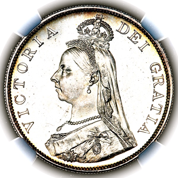 1888 Victoria Jubilee Head Double Florin Brilliant uncirculated. NGC - MS66