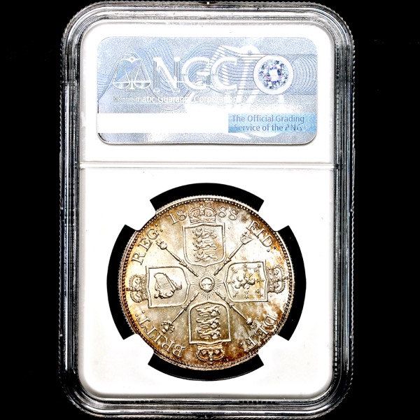 1888 Victoria Jubilee Head Double Florin Brilliant uncirculated. NGC - MS66