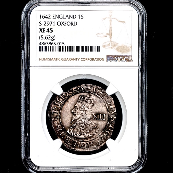 1642 Charles I Shilling NGC - XF45
