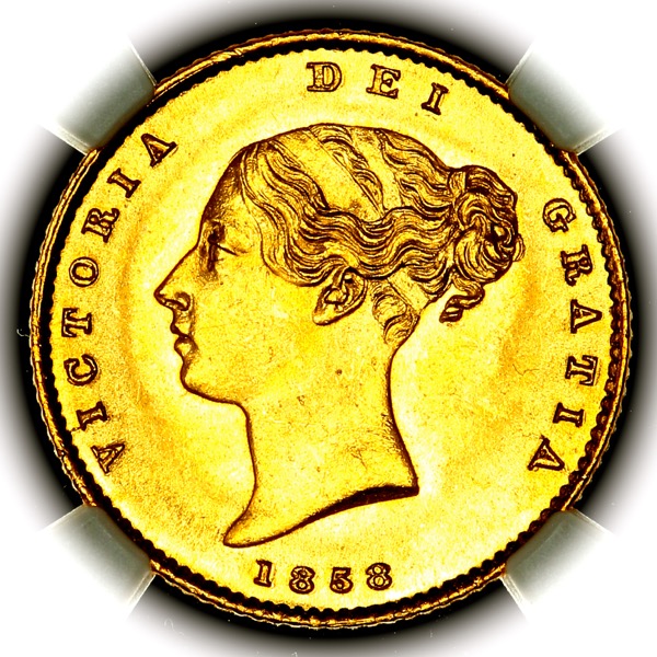 1858 Victoria Half Sovereign Brilliant Uncirculated. NGC - MS65