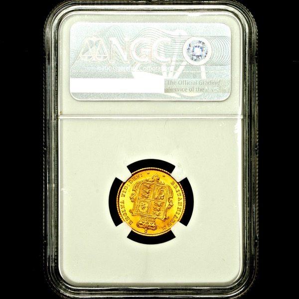 1858 Victoria Half Sovereign Brilliant Uncirculated. NGC - MS65
