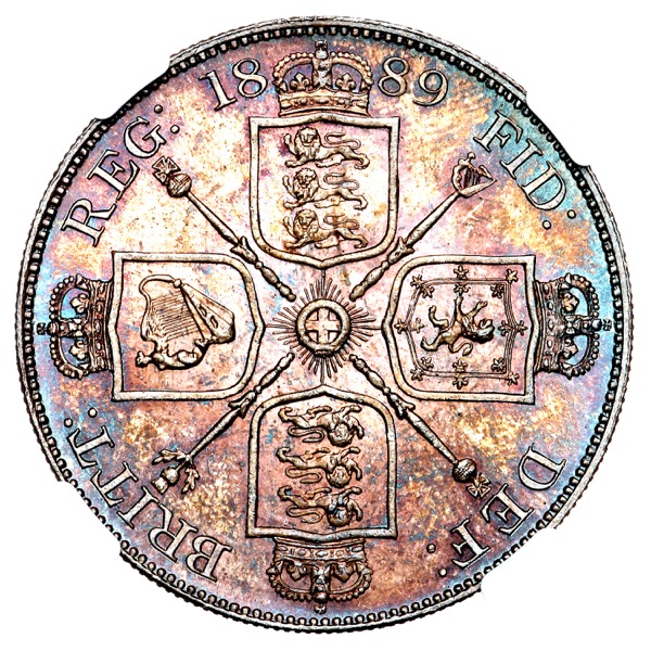 1889 Victoria Jubilee Head Double Florin Brilliant Uncirculated. NGC - MS65