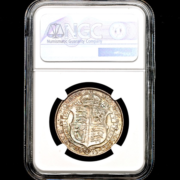 1913 George V Halfcrown Brilliant Uncirculated. NGC - MS66