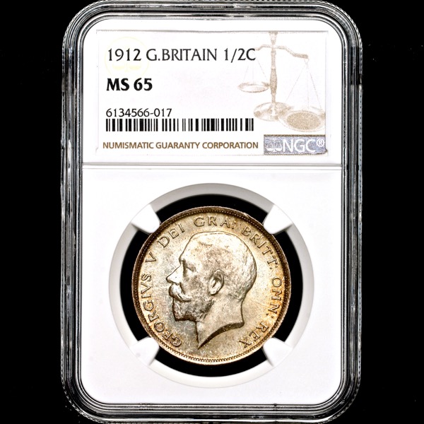 1912 George V Halfcrown Brilliant Uncirculated. NGC - MS65