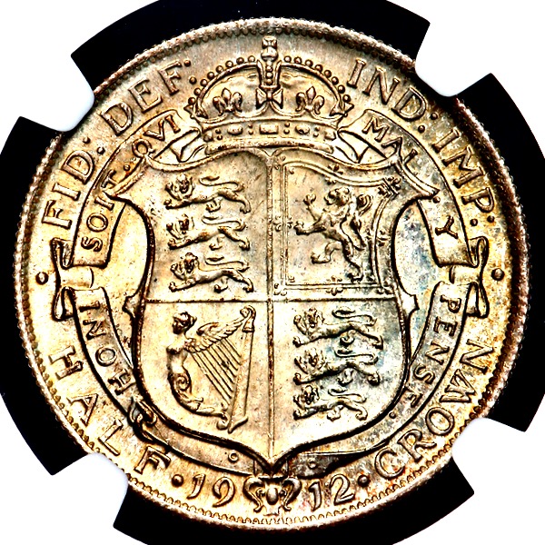 1912 George V Halfcrown Brilliant Uncirculated. NGC - MS65