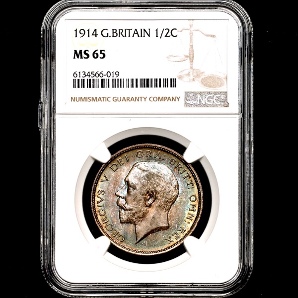1914 George V Halfcrown Brilliant Uncirculated. NGC - MS65