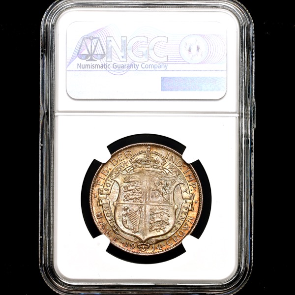 1914 George V Halfcrown Brilliant Uncirculated. NGC - MS65