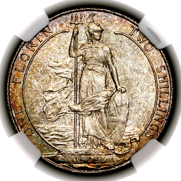 1909 Edward VII Florin Choice Uncirculated. NGC - MS64+