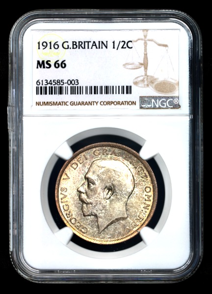 1916 George V Halfcrown Brilliant Uncirculated. NGC - MS66
