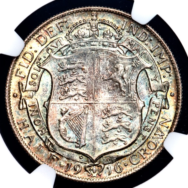1916 George V Halfcrown Brilliant Uncirculated. NGC - MS66