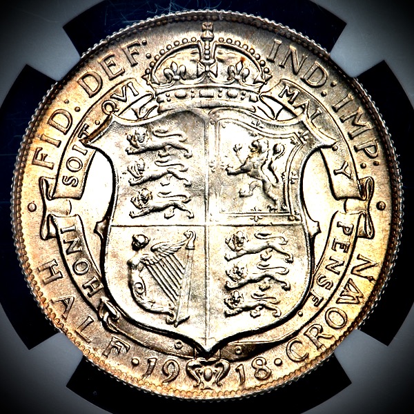 1918 George V Halfcrown Brilliant Uncirculated. NGC - MS65