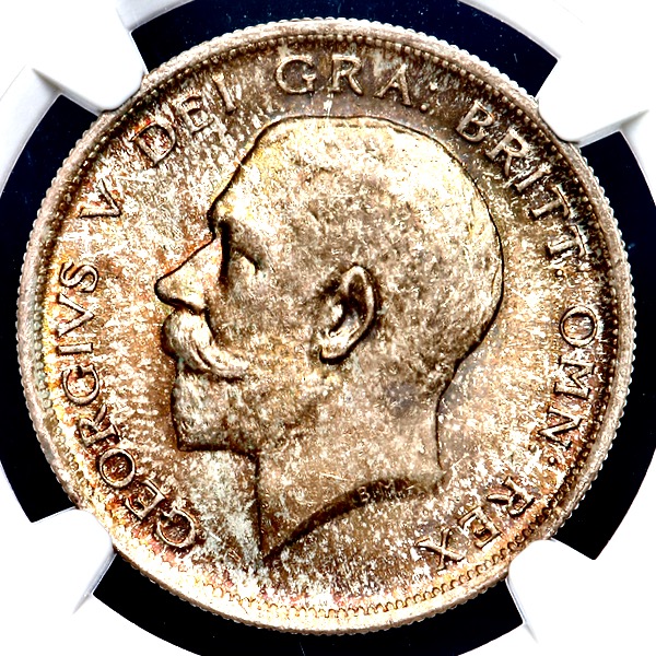 1916 George V Halfcrown Brilliant Uncirculated. NGC - MS65