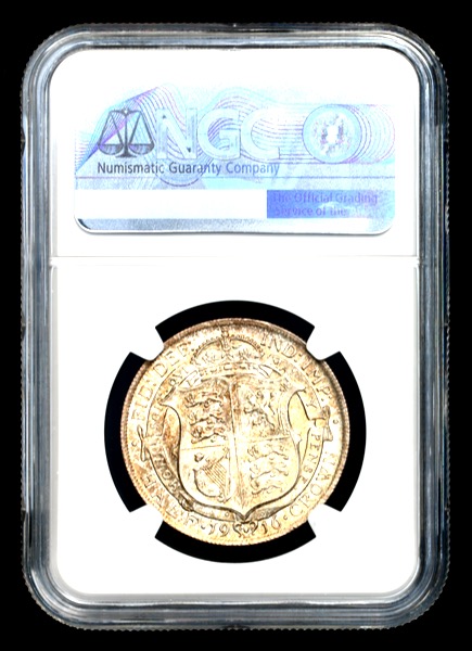 1916 George V Halfcrown Brilliant Uncirculated. NGC - MS65