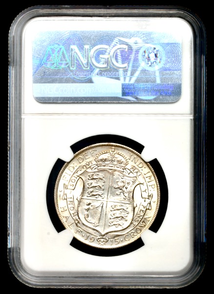 1915 George V Halfcrown Brilliant Uncirculated. NGC - MS65