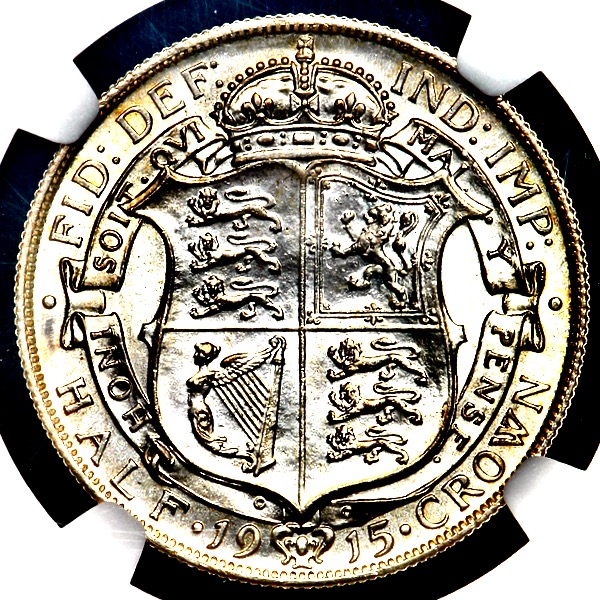 1915 George V Halfcrown Brilliant Uncirculated. NGC - MS65