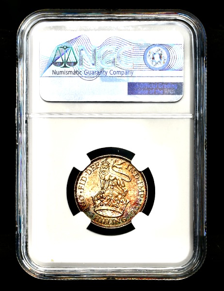 1931 George V Shilling Brilliant uncirculated. NGC - MS65