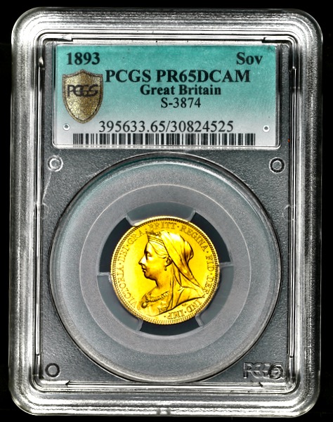 1893 Victoria Old Head Proof Sovereign PCGS - PR65DCAM