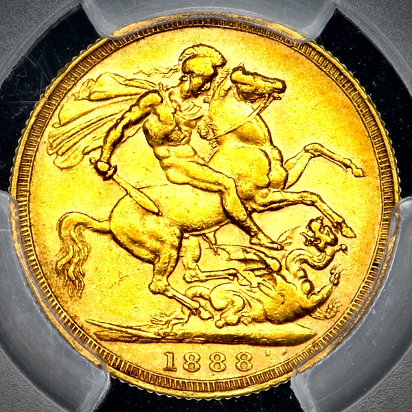 1888 Victoria Jubilee Head Sovereign PCGS - AU53
