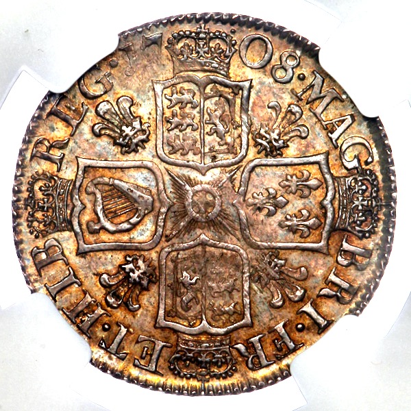 1708 Anne Shilling Choice Uncirculated. NGC - MS64