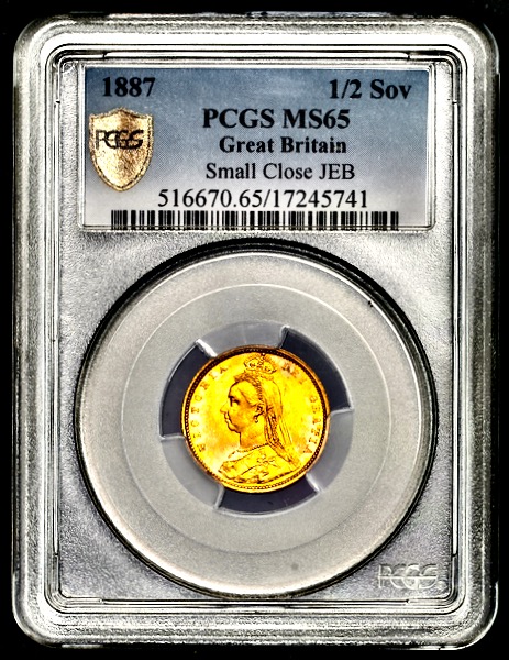 1887 Victoria Half Sovereign Brilliant Uncirculated. PCGS - MS65