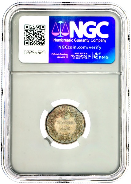 1854 Victoria Sixpence Choice Uncirculated. NGC - MS64