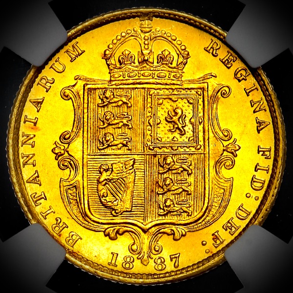 1887 Victoria Jubilee Head Half Sovereign Brilliant Uncirculated. NGC - MS65