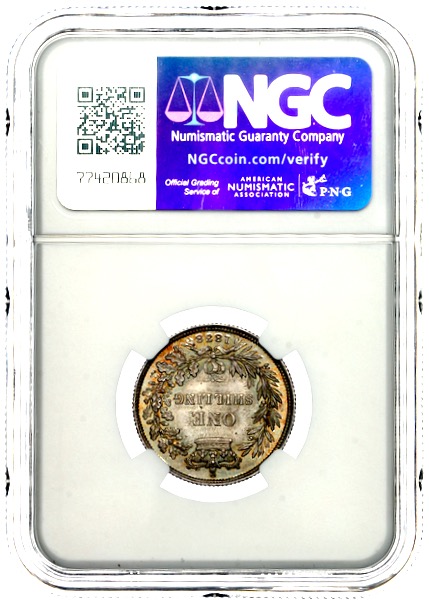 1838 Victoria Shilling Choice Uncirculated. NGC - MS64