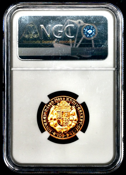1989 Elizabeth II Proof Sovereign FDC grade. NGC PF70 Ultra Cameo