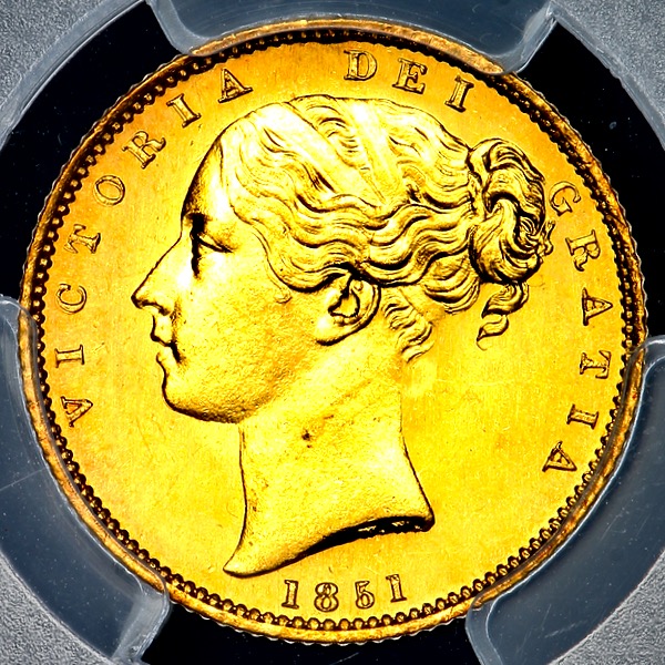 1851 Victoria Sovereign Brilliant Uncirculated. PCGS - MS65+