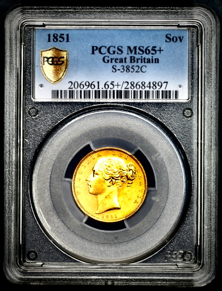 1851 Victoria Sovereign Brilliant Uncirculated. PCGS - MS65+